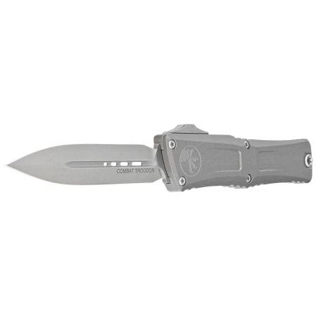 Microtech Combat Troodon Gen III D/E OTF Knife Natural Clear Aluminum, Apocalyptic M390MK by Tony Marfione (1142-10APNC)