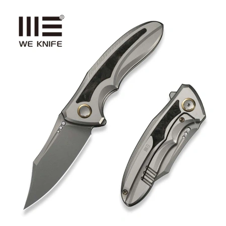 WeKnife Varg Gray Titanium / Black-Yellow Carbon Fiber, Stonewashed MagnaCut (WE25074-2)