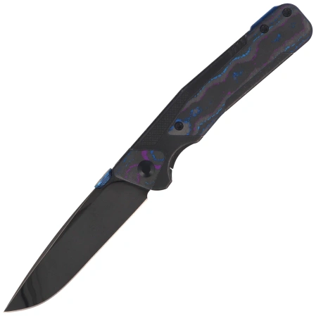 Kizer Sable Chief Knife Black Titanium / Camo Carbon Damtanium, Polished DLC Ultra K390 by Jonathan Styles (Ki3745A1)