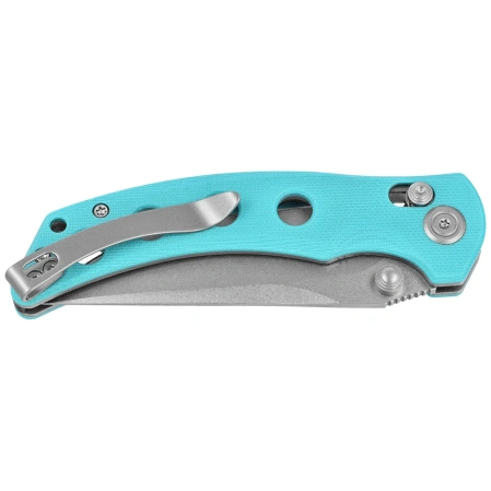 Kubey Hound Knife Light Blue G10, Stonewashed 14C28N by Maksim Tkachuk (KU172C)