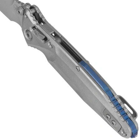 Microtech Socom Delta Ram-Lok S/P Marfione Select Knife Slab Side Titanium, Blue HW, Stonewashed M390MK by Tony Marfione (159RL-10SMS3)