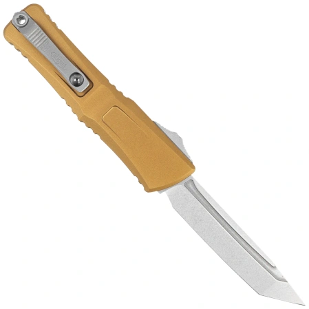 Microtech Combat Troodon Gen III T/E OTF Knife Tan Aluminum, Stonewashed M390MK by Tony Marfione (1144-10TA)