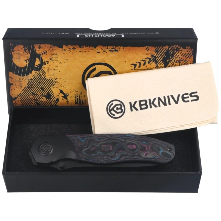 KB Kubey Velvet Snake Knife Black DLC Titanium / Damtanium Camo Carbon, Black DLC M390 by Bastard Knives (KB266D)