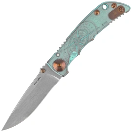 Spartan Blades Harsey Folder 3.25 Compass Titanium, Stonewashed MagnaCut by William W. Harsey (SF10 Custom Compass)