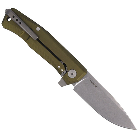 Nóż składany LionSteel Myto Green Aluminium, StoneWashed M390 by Molletta (MT01A GS)