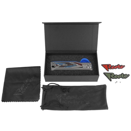 Reate EXO-M Gravity T/E Knife Bead Blasted Titanium/Damascus MultiColor G10, Satin Elmax