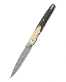 Bestechman Lanza Knife Khaki-Black G10, Damascus by Grzegorz Grabarski (BMK14-D-2)