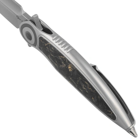Nóż składany Rike Knife Viper 2 Gray Titanium / Gold Carbon Fiber, Satin M398 by Richard Wu (RK-Viper 2-A P/GCF)