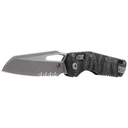 Microtech MSI S/E Ram-Lok Tiger Stripe Camo Tri-Grip Polymer, Apocalyptic P/S M390MK by Tony Marfione (210T-11APPMTSC)
