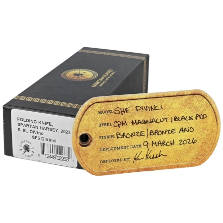 Spartan Blades Harsey Folder ''DiVinci'' Bronze Titanium, Black PVD MagnaCut by William W. Harsey (SF5DiVinci)