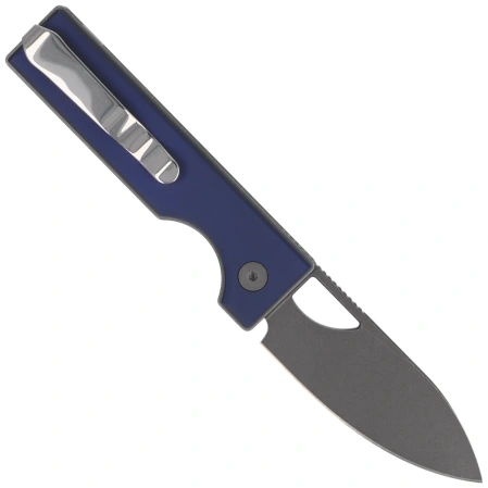 Kizer Little Ringbo Knife Blue Aluminum, Gray PVD / Stonewashed AEB-L by Matija Milović (V3708A3)