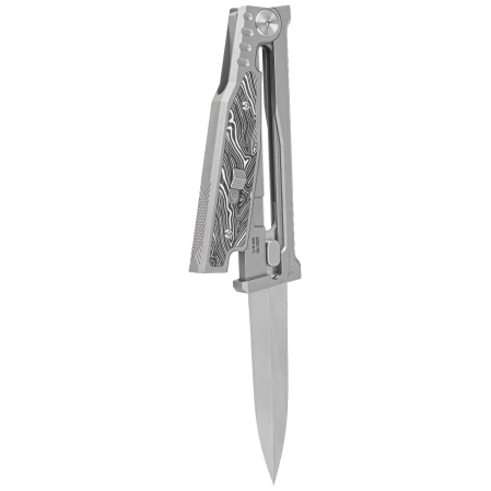 Reate EXO-M Gravity D/E Knife Bead Blasted Titanium/Damascus Black-White G10, Satin Elmax