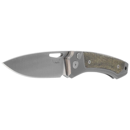 Nóż składany LionSteel Twain Gray Titanium / Green Canvas Micarta, Satin MagnaCut by Gianni Pauletta (TW GY CVG)