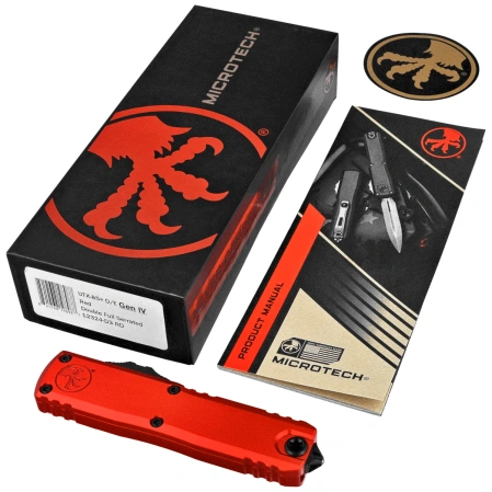 Nóż automatyczny OTF Microtech UTX-85 Gen IV D/E Red Aluminium, Cerakote Black F/S M390MK by Tony Marfione (12324-D3RD)