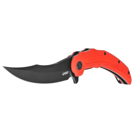 Kubey Crest Knife Red G10, Blackwashed 14C28N by Yuze Zhong (KU346E)
