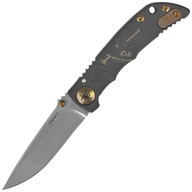 Spartan Blades Harsey Folder 3.25 Plague Doctor Black PVD Titanium, Stonewashed MagnaCut by William W. Harsey (SF10 Custom Plague BLK)