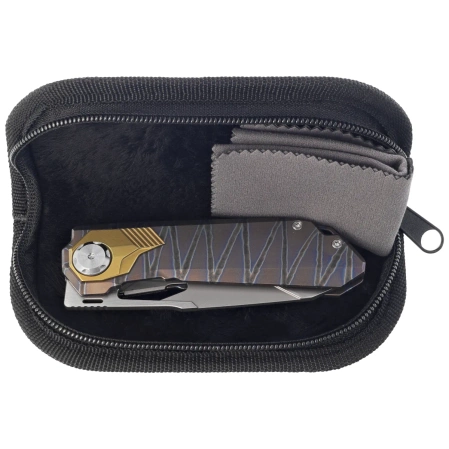 Nóż składany Remette RT-Peregrine Falcon Gray/Brown/Thunder Lightning Titanium, Hand Fine Grinding Pearlescent M390 (RTT1-CX)