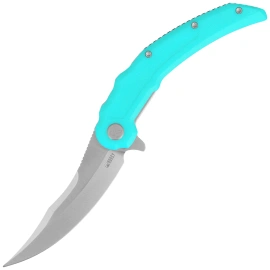 Kubey Crest Knife Light Blue G10, Satin 14C28N by Yuze Zhong (KU346B)