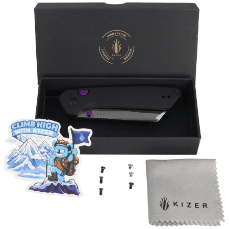 Kizer Madrac Knife Black Aluminum, Satin S45VN by Matteo Pignatelli (Ki3693A2)