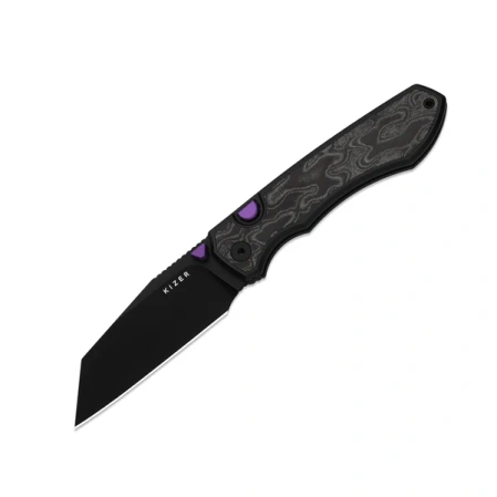Kizer Wharning Knife Black Aluminum / Norplex UltreX Micarta, Black PVD S45VN by Johan Jordaan (Ki3738A2)