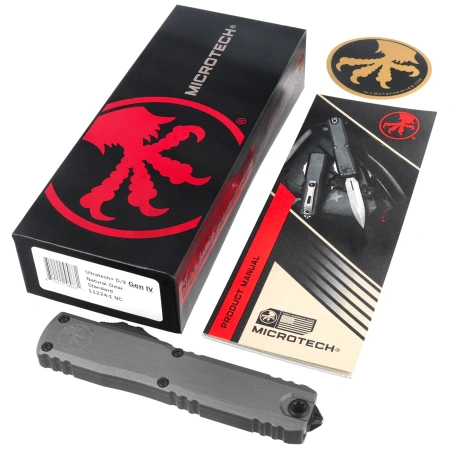 Nóż automatyczny OTF Microtech Ultratech Gen IV D/E Natural Clear Aluminum, Black M390MK by Tony Marfione (11224-1NC)