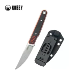 Kubey JL Kwaiken Fixie Knife Red/Black G10, Bead Blasted 14C28N by Justin Lundquist (KU355A)