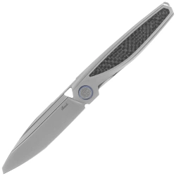 Rike Knife RK-Baidi-T-P/BCF Gray Titanium / Black Carbon Fiber, Bead Blasted M390
