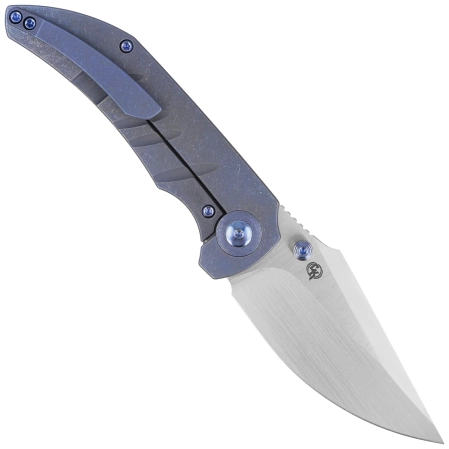 WE Knife Riff-Raff Blue Titanium, Hand Rubbed Satin CPM 20CV by Matthew Christensen (WE22020B-2)