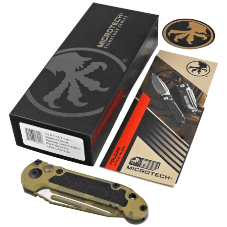 Microtech LUDT Gen III T/E Signature Automatic Knife Bazooka Camo Aluminum, Bazooka Camo M390MK by Tony Marfione (1136-1BOCS-Z4)