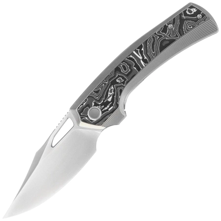 Nóż składany WE Knife Nefaris LE No 097/155 Polished Bead Blasted Titanium / Aluminium Foil / CF, Polished Bead Blasted CPM 20CV (WE22040F-2)