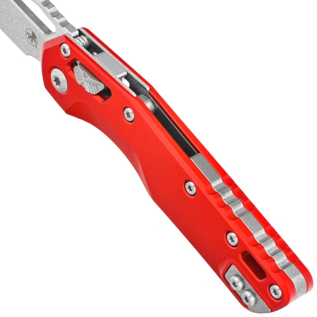 Nóż składany Microtech MSI S/E Red Slab Side Aluminium, Stonewashed M390MK by Tony Marfione (210-10RD)