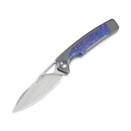 Kizer Ara Knife Silver / Purple Snowflake Titanium, Hand Brushed S45VN Jonathan Styles & Paul Munko (Ki3729A3)