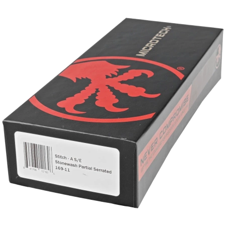 Nóż automatyczny Microtech Stitch-A S/E Black Aluminium, Stonewashed P/S by Borka Blades and Tony Marfione (169-11)