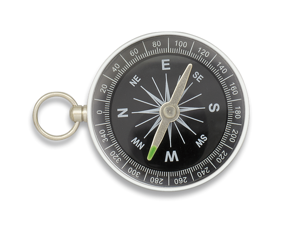 Barbaric Pocket Compass, Silver Aluminum, Ø 4.3 cm (33891)