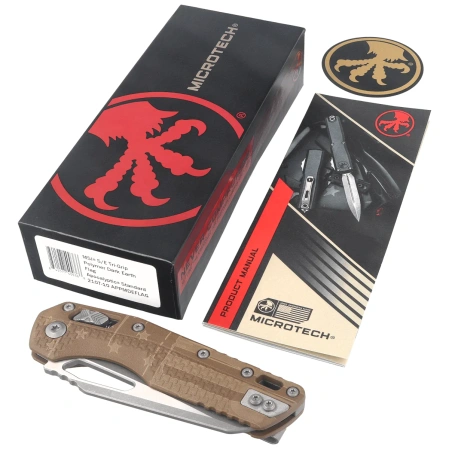 Microtech MSI S/E Knife Dark Earth USA Flag Tri-Grip Polymer, Apocalyptic M390MK by Tony Marfione (210T-10APPMDEFLAG)