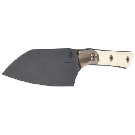 Microtech Santoku 6'' Kitchen Knife Titanium Bolster/Ivory G10, Black DLC M390MK (3300B-1DLCIVS)