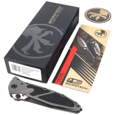 Nóż składany Microtech Socom Elite S/E-M Spike Grind Signature Natural Clear Aluminium, Black M390MK by Tony Marfione (160-1NCSS)