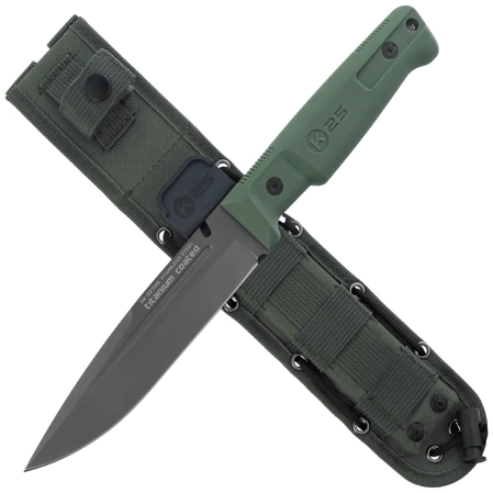 K25 RK-32756 Knife Green Rubber, Black Titanium 4Cr13Mov