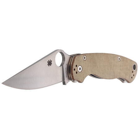 Spyderco Para Military 2 Knife Brown Canvas Micarta, Satin CPM Cru-Wear by Sal, Eric Glesser (C81MPCW2)