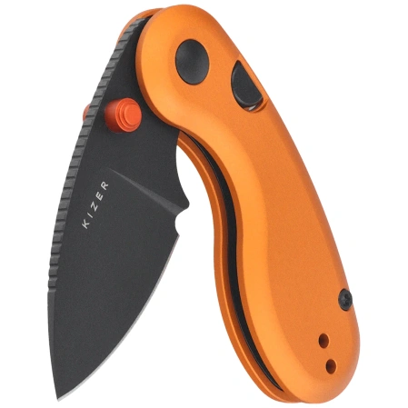 Kizer Microbe Knife Orange Aluminum, Black PVD 14C28N by Maksim Epifantsev (V2742A3)