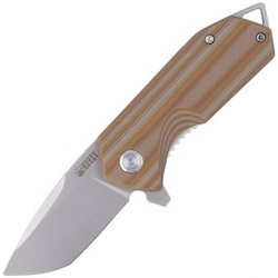Kubey Campe KU203F Knife Striped Beige G10, Sandblasted D2