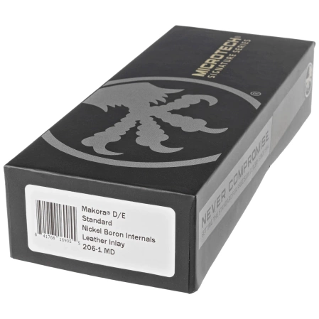 Microtech Makora D/E Signature OTF Knife Silver Distressed Aluminium/Leather, Black Stonewashed M390 by Tony Marfione (206-1MD)