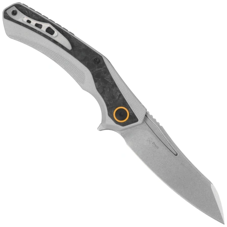Nóż składany Kizer Draca Gray Aluminium / Black-Green Carbon Fiber, Stonewashed S45VN by Mikey Carlson (Ki4751A1)