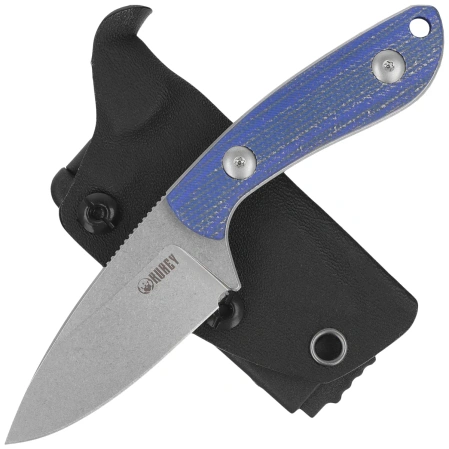 Noż Kubey Bloom Blue Micarta, Beadblasted 14C28N by Scott Halpern (KU411B)