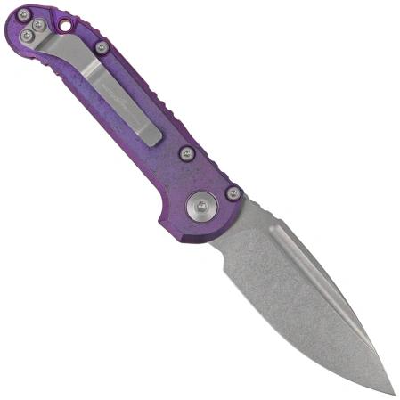 Microtech LUDT Gen III S/E Marfione Select Automatic Knife Purple Anodized Slab Side Titanium, Purple HW, Stonewashed M390MK by Tony Marfione (1135-10MS9)