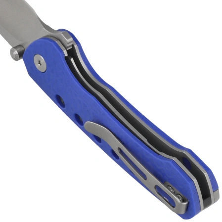 Remette RT-BEE-B Knife w/Titanium Toothpick Blue G10, Handmade Satin 14C28N