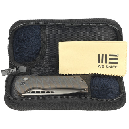 WE Knife Mini Malice Tiger Stripe Pattern Flamed Titanium, Silver Bead Blasted CPM 20CV by Ferrum Forge Knife Works (WE054BL-6)