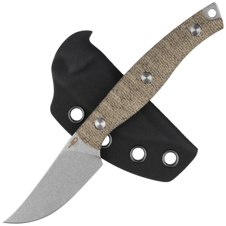 Bestech Heidiblacksmith #3 Upswept Green Canvas Micarta, Satin 14C28N by Heidi (BFK08C)