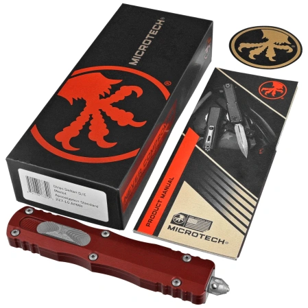 Nóż automatyczny OTF Microtech Dirac Delta D/E Merlot Aluminium, Apocalyptic by Tony Marfione (227-10APMR)