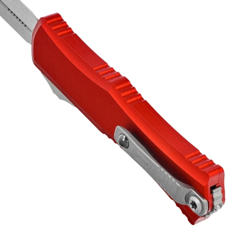 Microtech Hera II D/E OTF Knife Red Aluminum, Stonewashed M390MK by Tony and Sean Marfione (1702M-10RD)